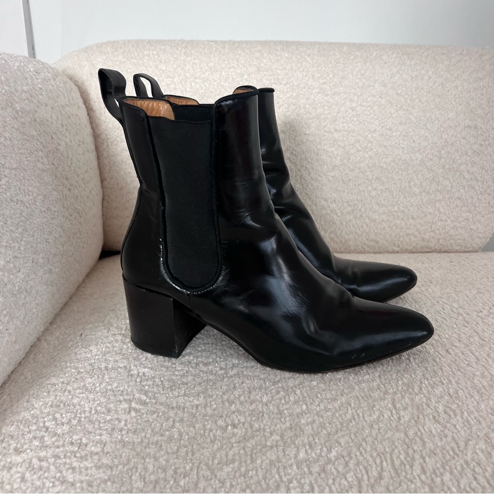 ACNE STUDIOS Black Leather Boots Block Heel Size 38 (8) - Picture 5 of 9